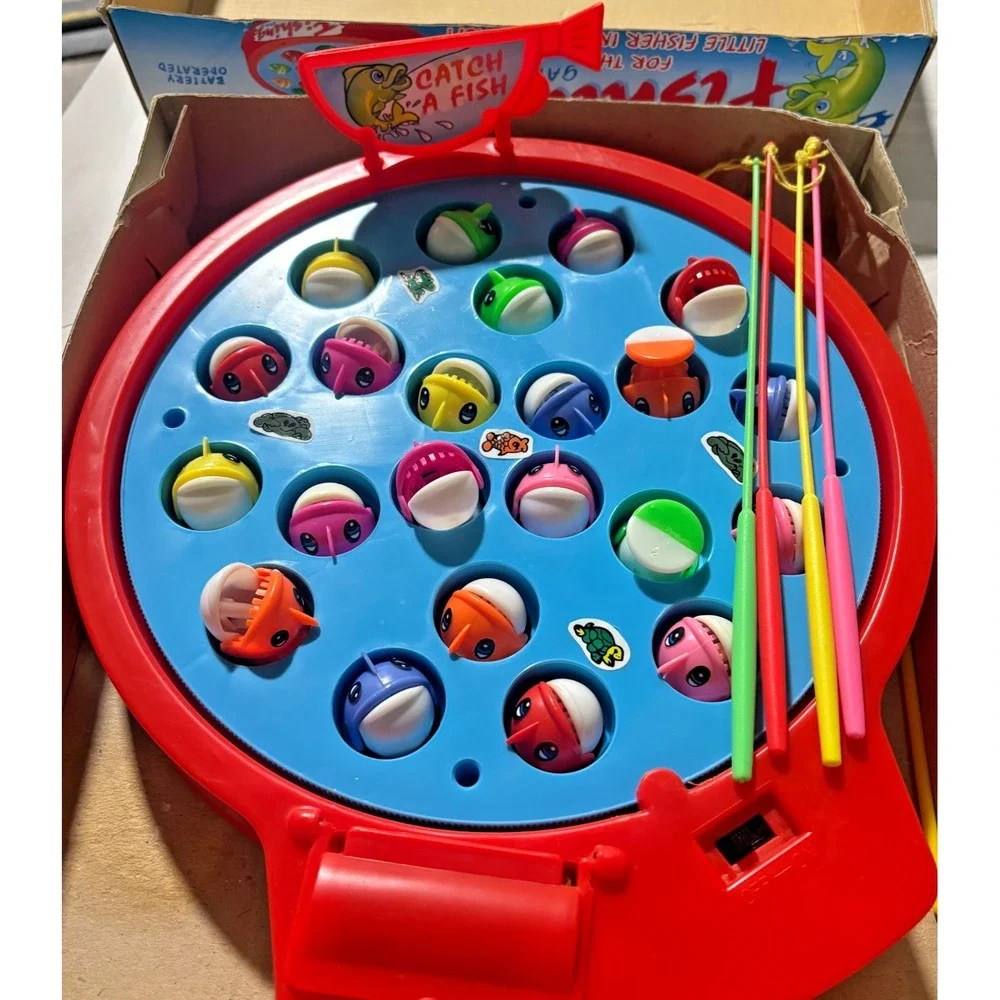 Vintage HiCo Super Fishing Game Battery Operated 4 Rods Complete Tested Works